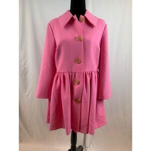 Halogen x Atlantic-Pacific Pink Punch Babydoll Coat Womens Medium HA434163MI NEW
